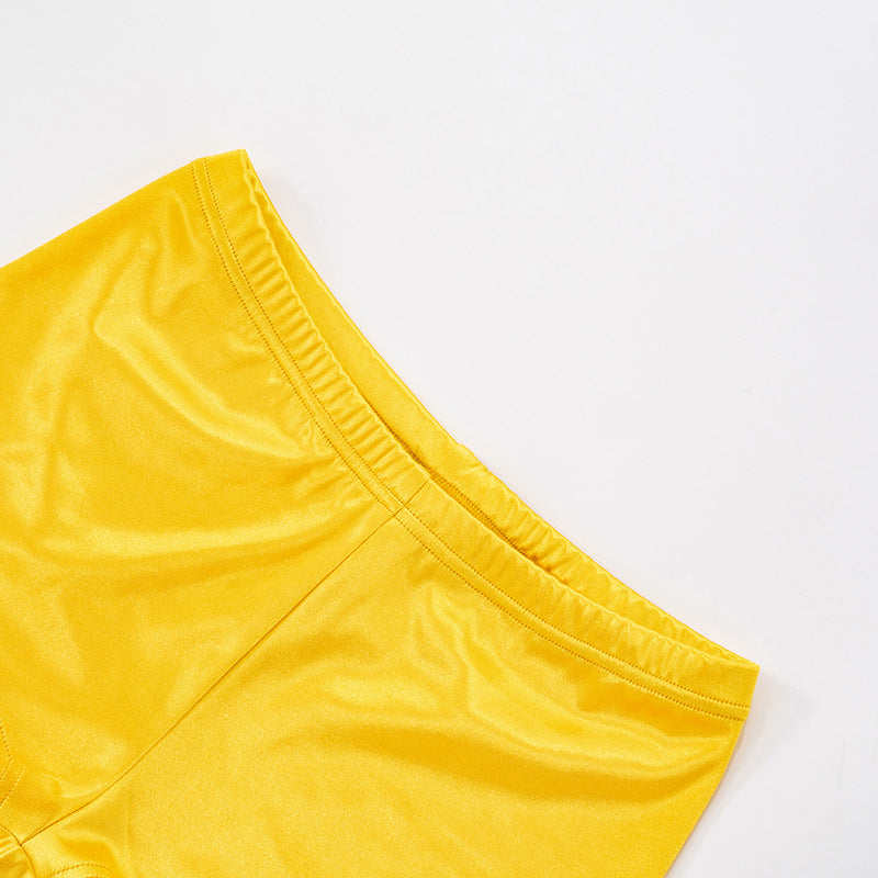 Women Sexy Halter Neck Swinging Neck Tie-Up Top Shorts Two-Piece Set 21