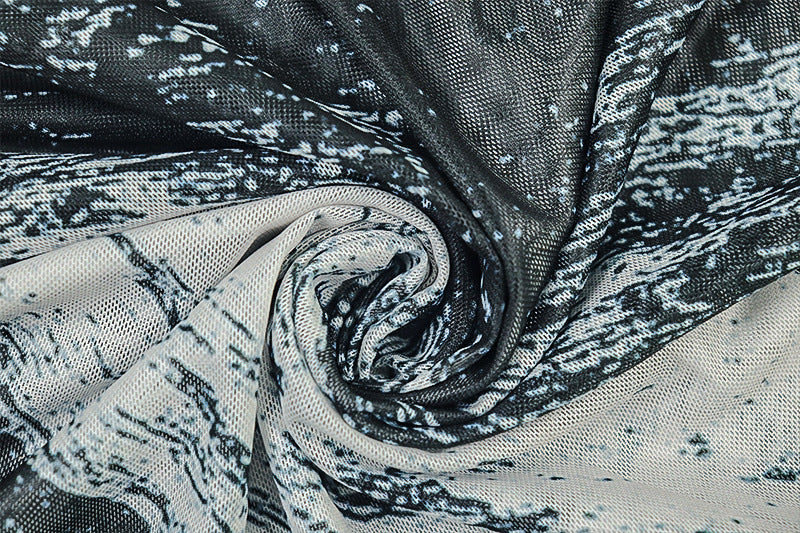 Women Printed Colorblock Round Neck Long Sleeve Bodycon Dress 16