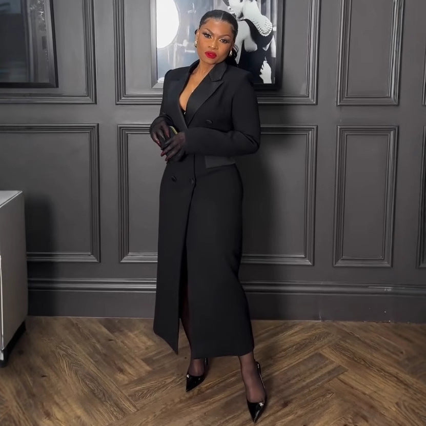 Women sexy and elegant Turndown Collar Blazer Dress 5