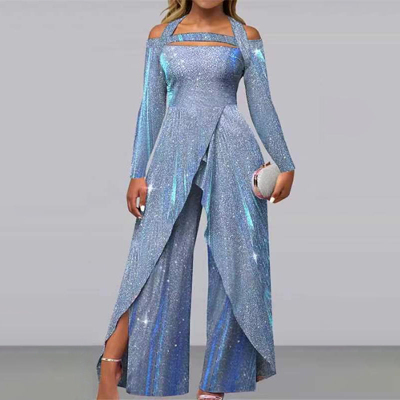 Women Sexy Sequined Irregular Design Chic Jumpsuit 5