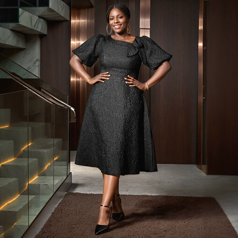 Plus Size African Women flower dress 3