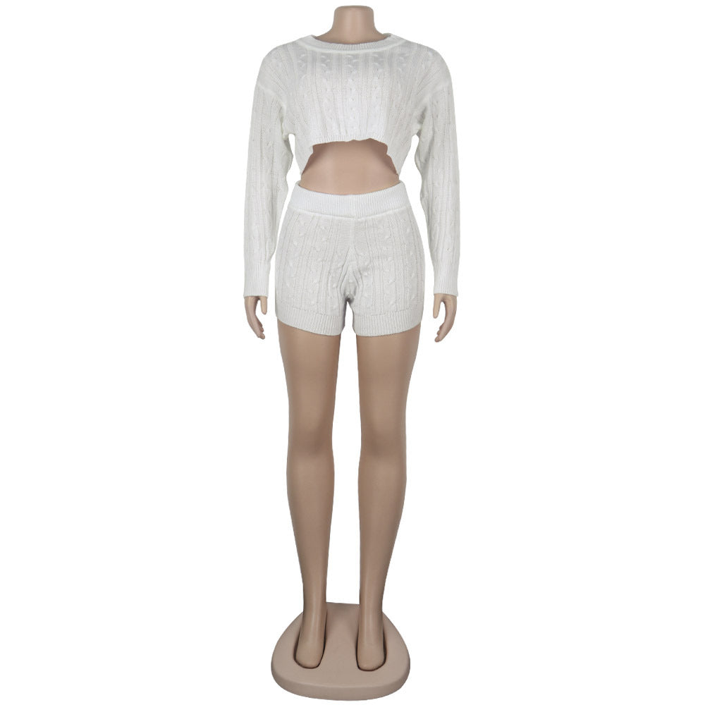 Women's Knit Sweater Shorts Nightclub Two-Piece Set 26