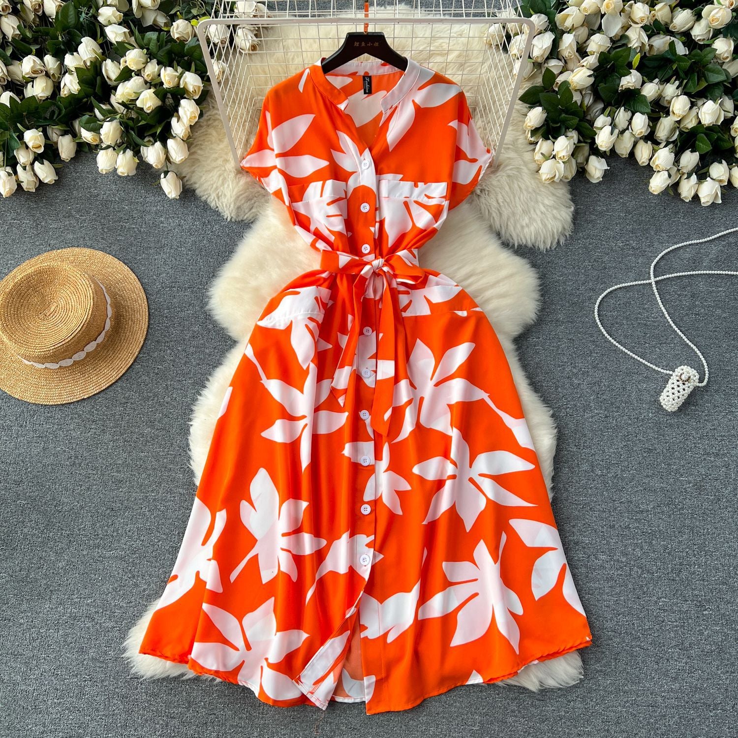Women Holidays Printed Lace-Up Maxi Dress 5