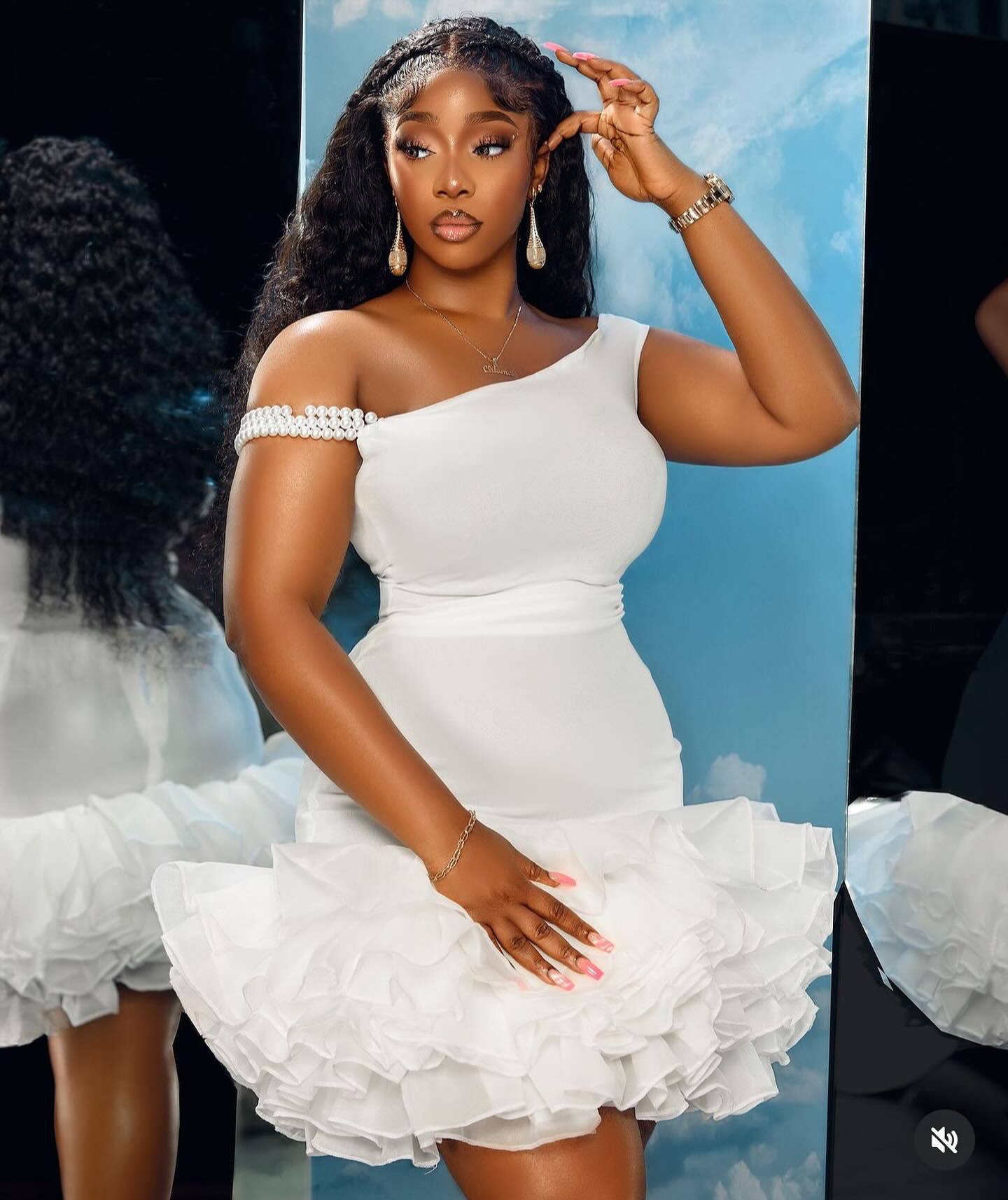 Sexy Strap Off Shoulder Slim Ruffled Mesh Patchwork Party Dress 3