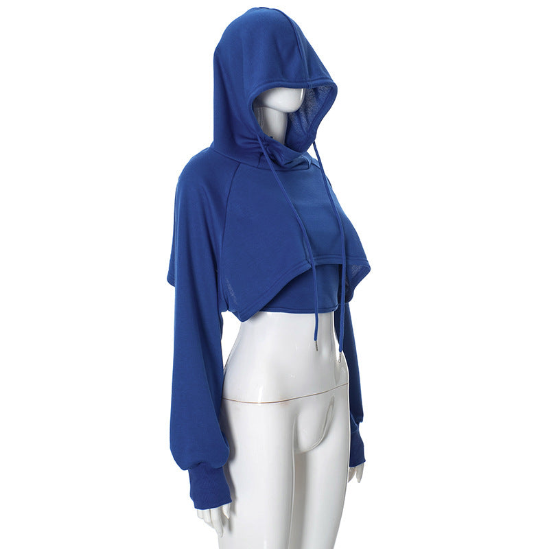 Women Fall and Winter Solid Casual Vest and Long Sleeve Crop Hoodies Two-piece Set 11