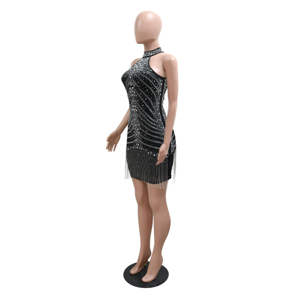 Halter Neck Beaded Nightclub Women Party Style Sexy Bodycon Dress 13