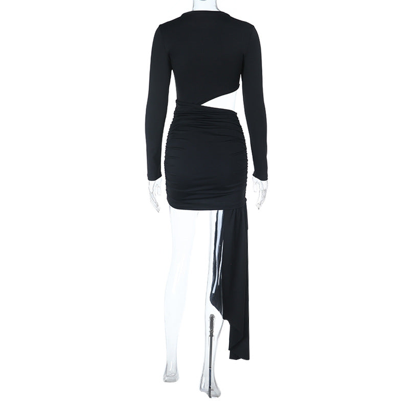 Women Round Neck Sexy Cutout Long-Sleeve Bodycon Dress 9