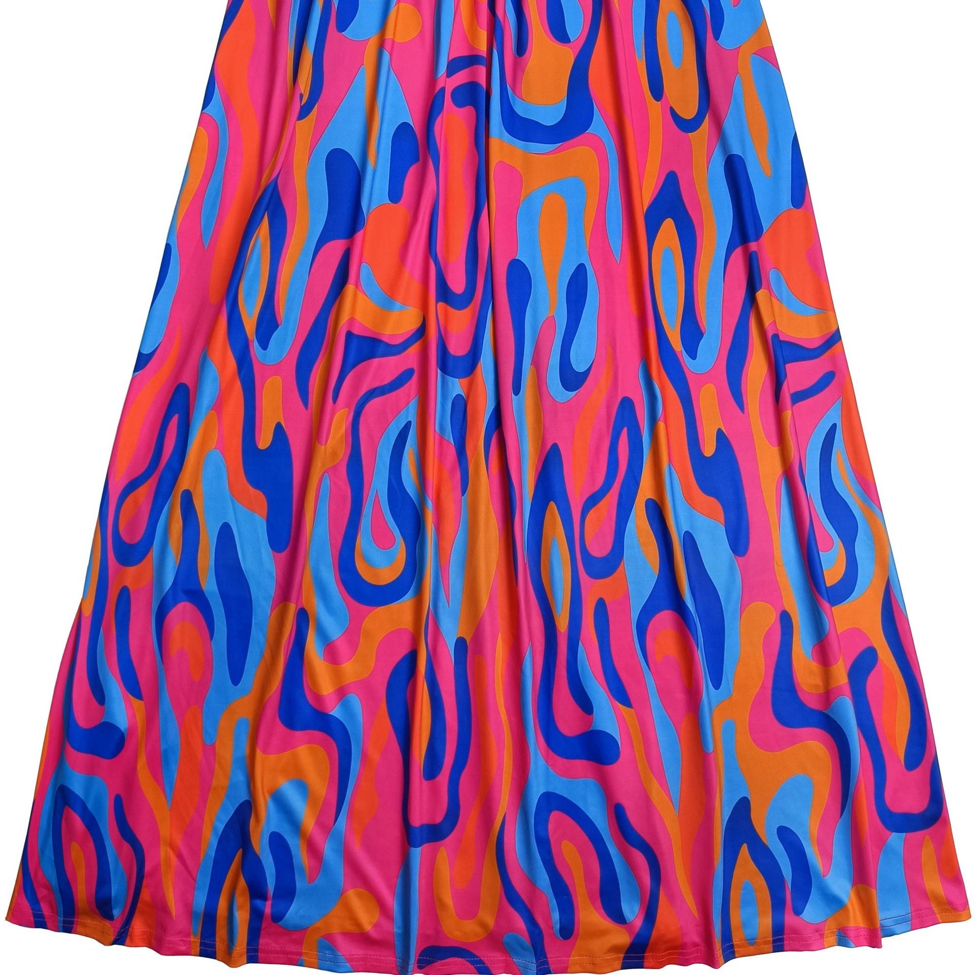 Women elegant ruffled shoulder strap printed dress 16