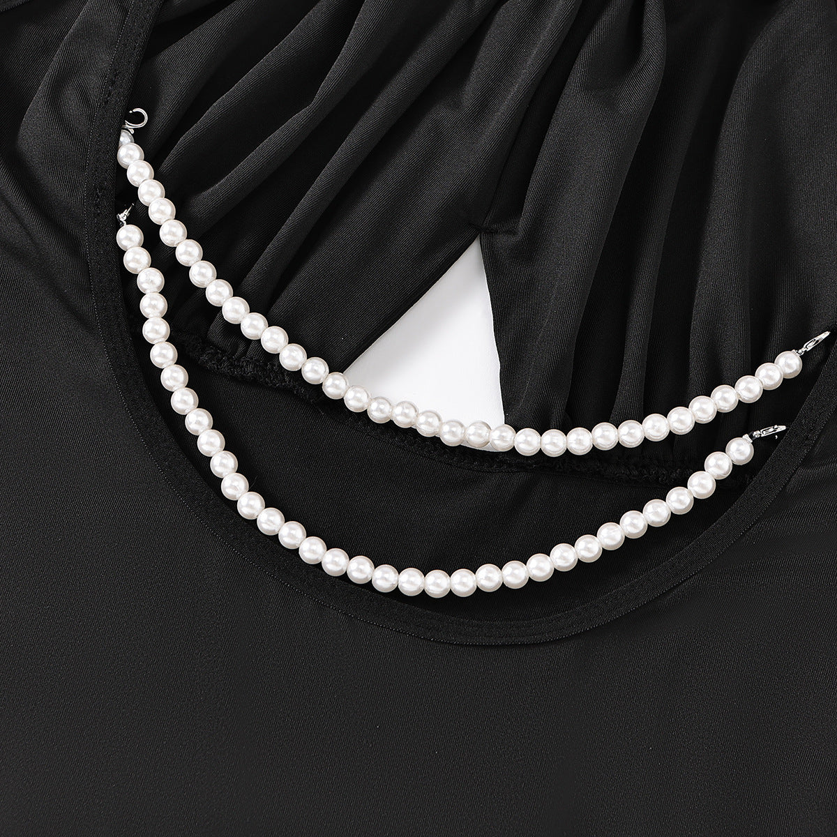 Women Halter Neck sexy Backless pearl chain fishtail Strapless dress 6