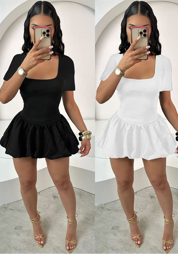 Women Short Sleeve Sexy Flower Bud Strap Dress