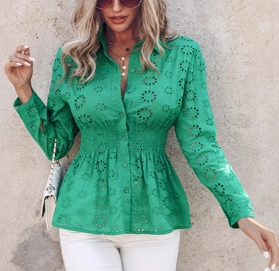 Women's hollow Slim Waist shirt