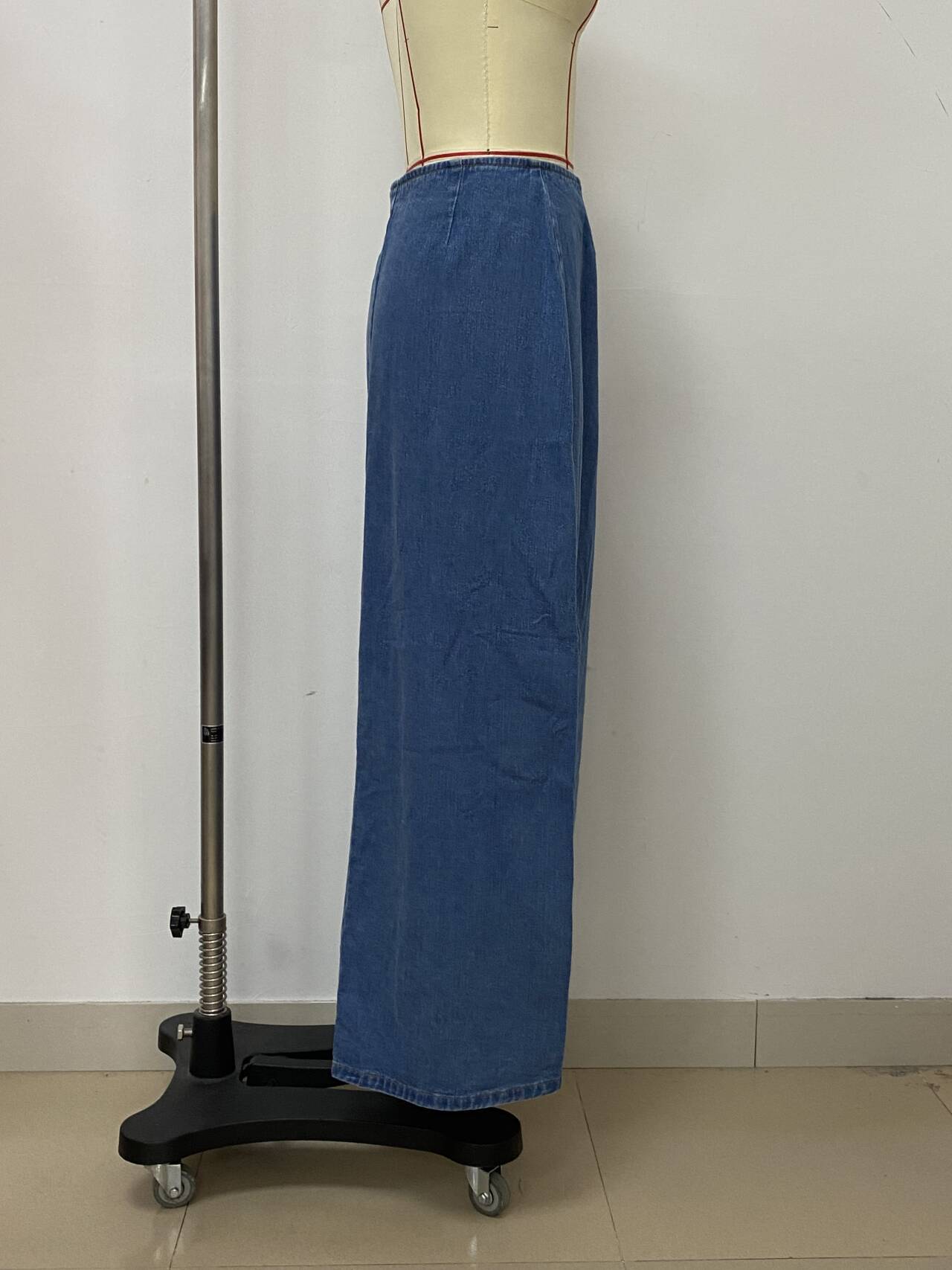 Women Lace-Up Side Slit Denim Skirt 8