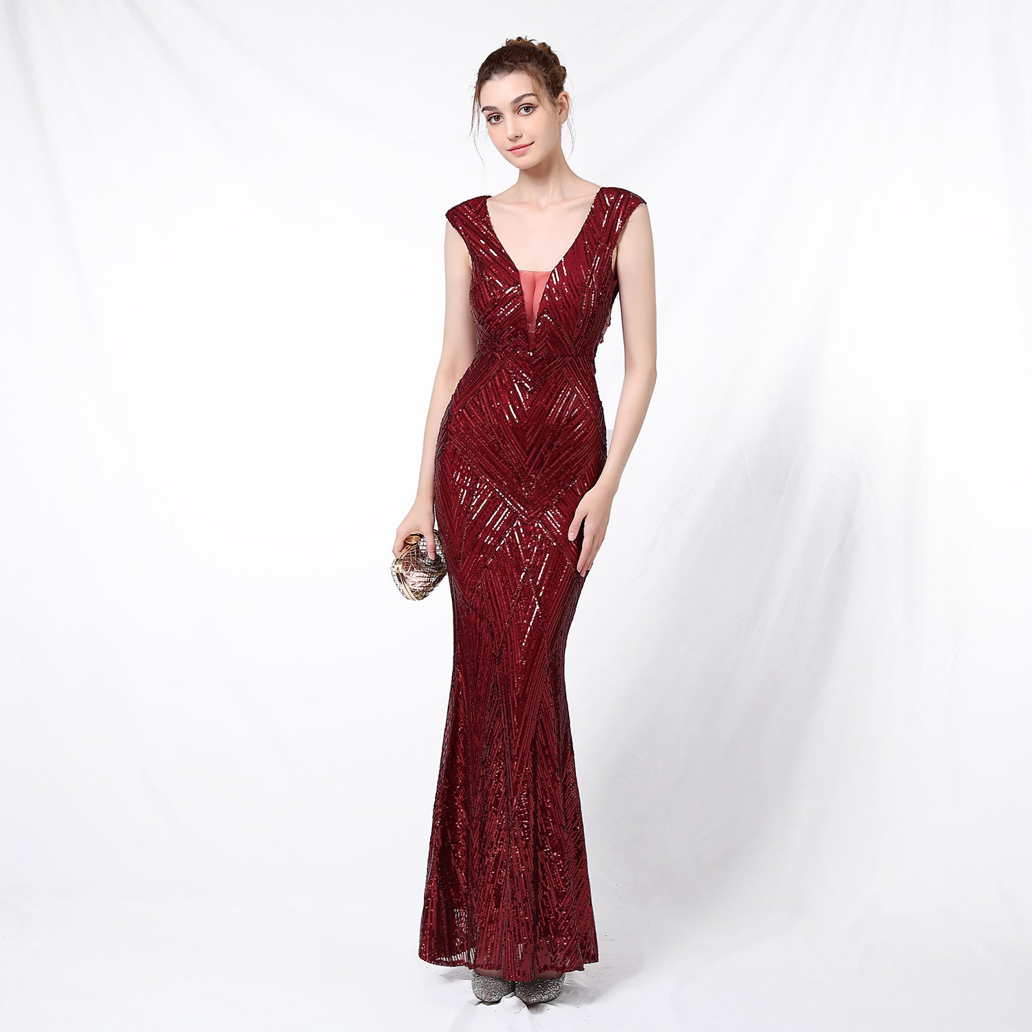 Sequin Fishtail Long Dress Elegant Formal Party Evening Dress 10