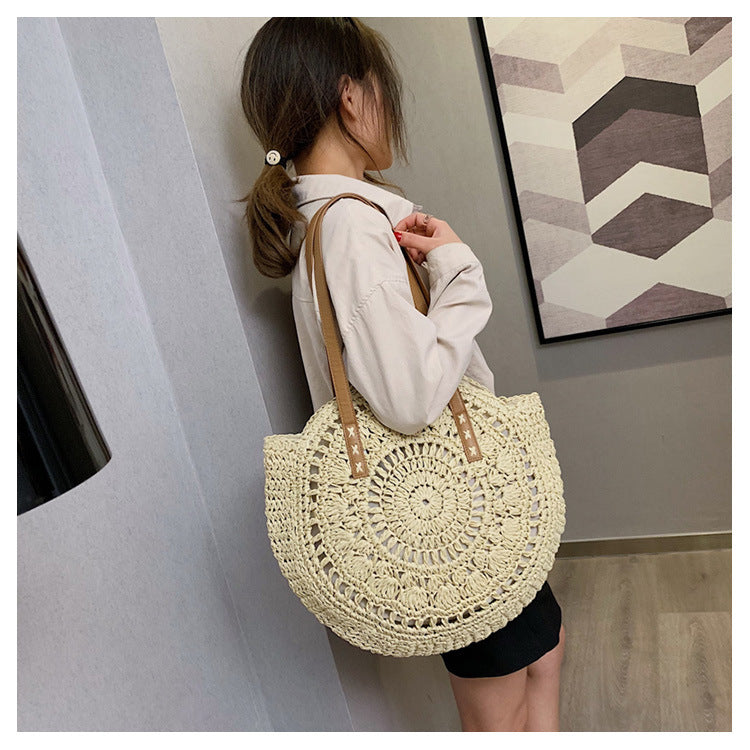 Fashion Straw Bag Shoulder Women's Bag Beach Holidays Bag Large Capacity Tote Bag 21