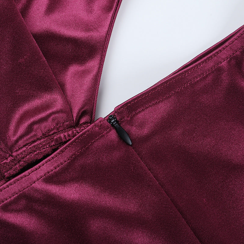 Sexy One Shoulder Hollow-Out Satin Maxi Dress Chic Gown 19