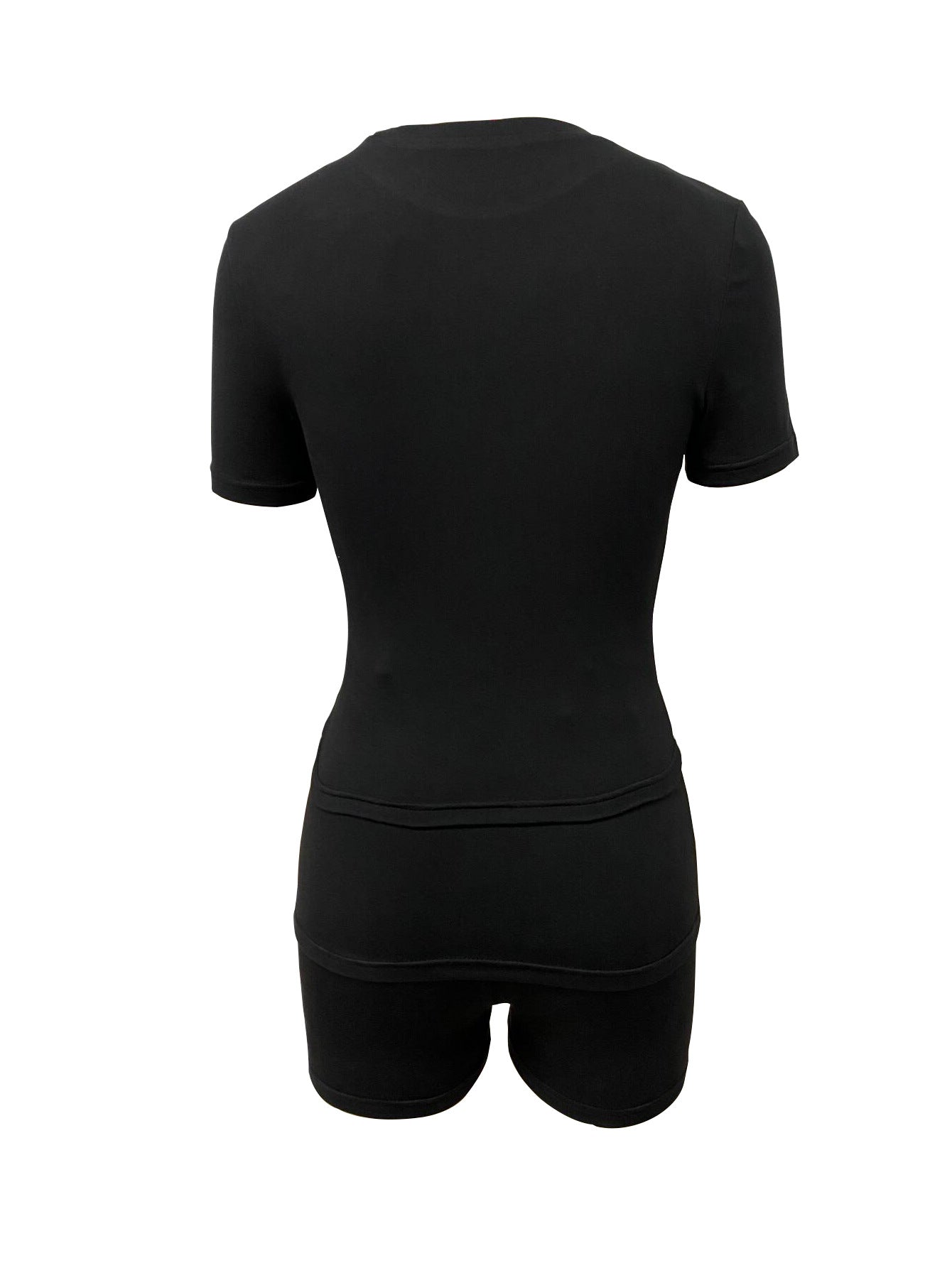 Women Round Neck Short Sleeve T-shirt Top and Casual Shorts Two-Piece Set 10