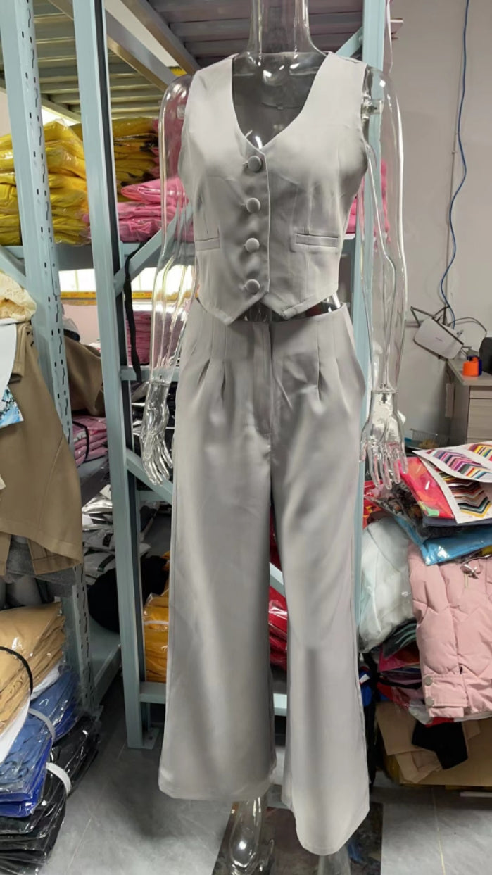 Fashion vest wide-leg pants Casual set 12