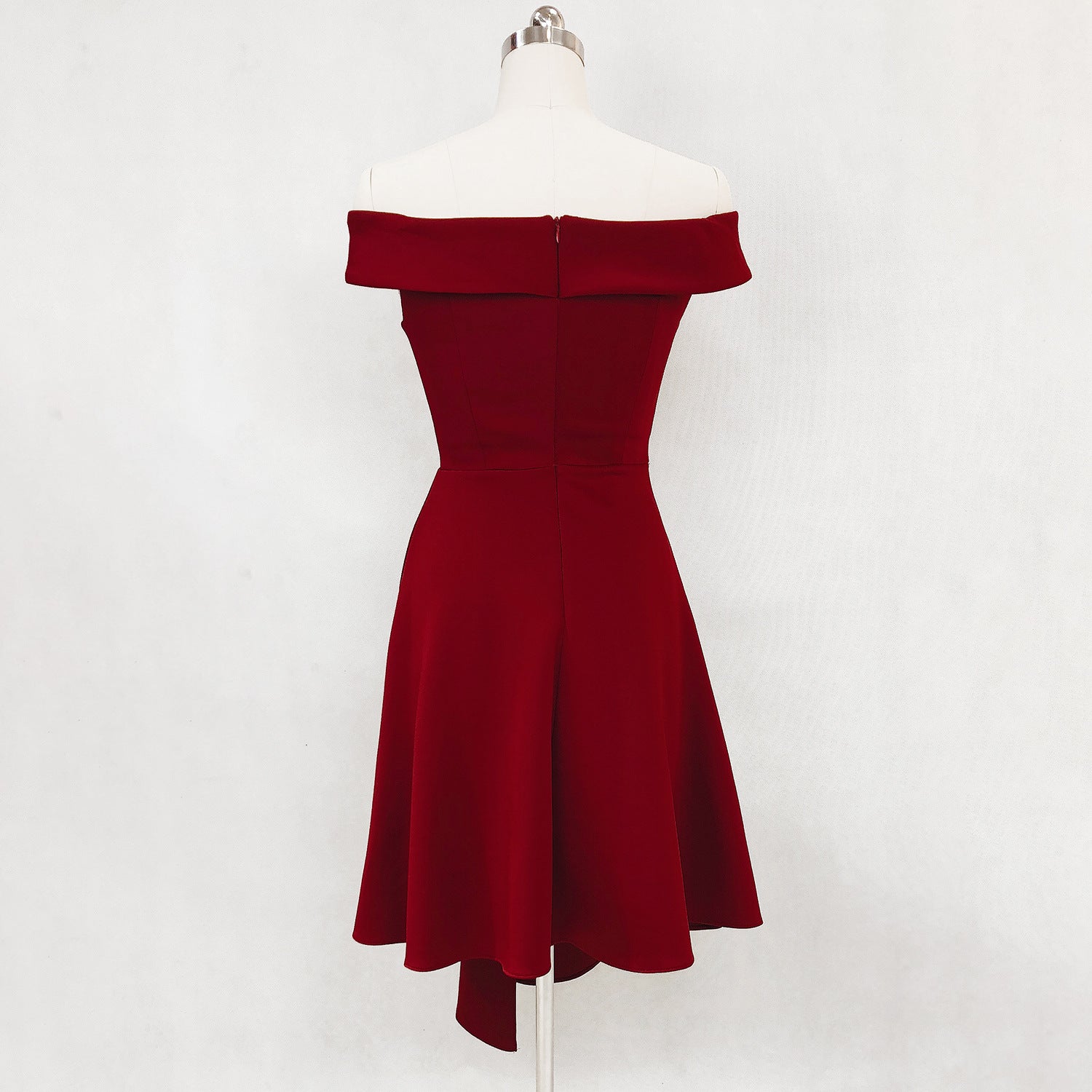 Evening Dress Winter Short Formal Party Dress Women'S Fashion Off Shoulder Solid Irregular Bridesmaid Dress 22