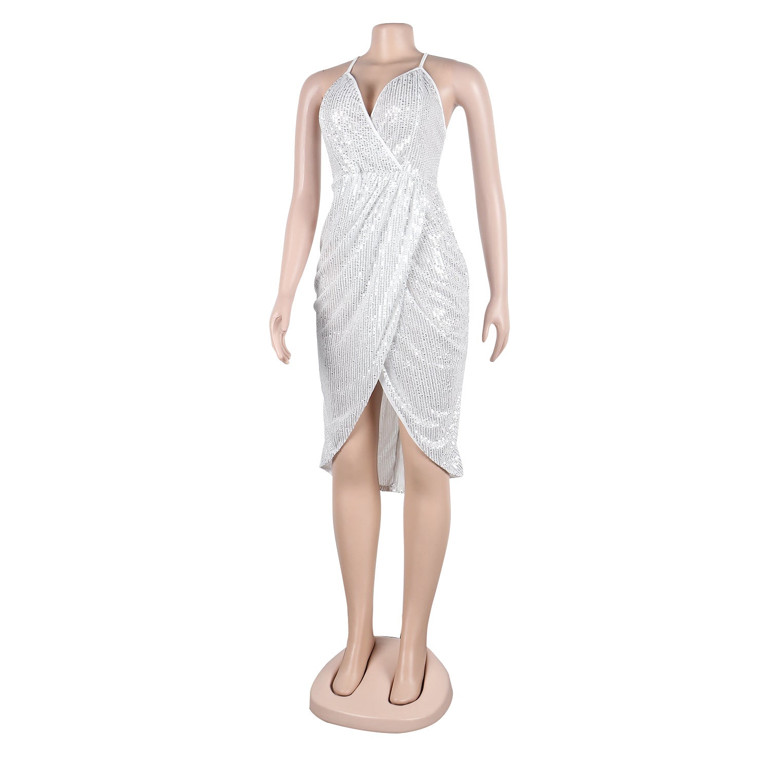 Sexy sequin strap slit dress nightclub dress 14