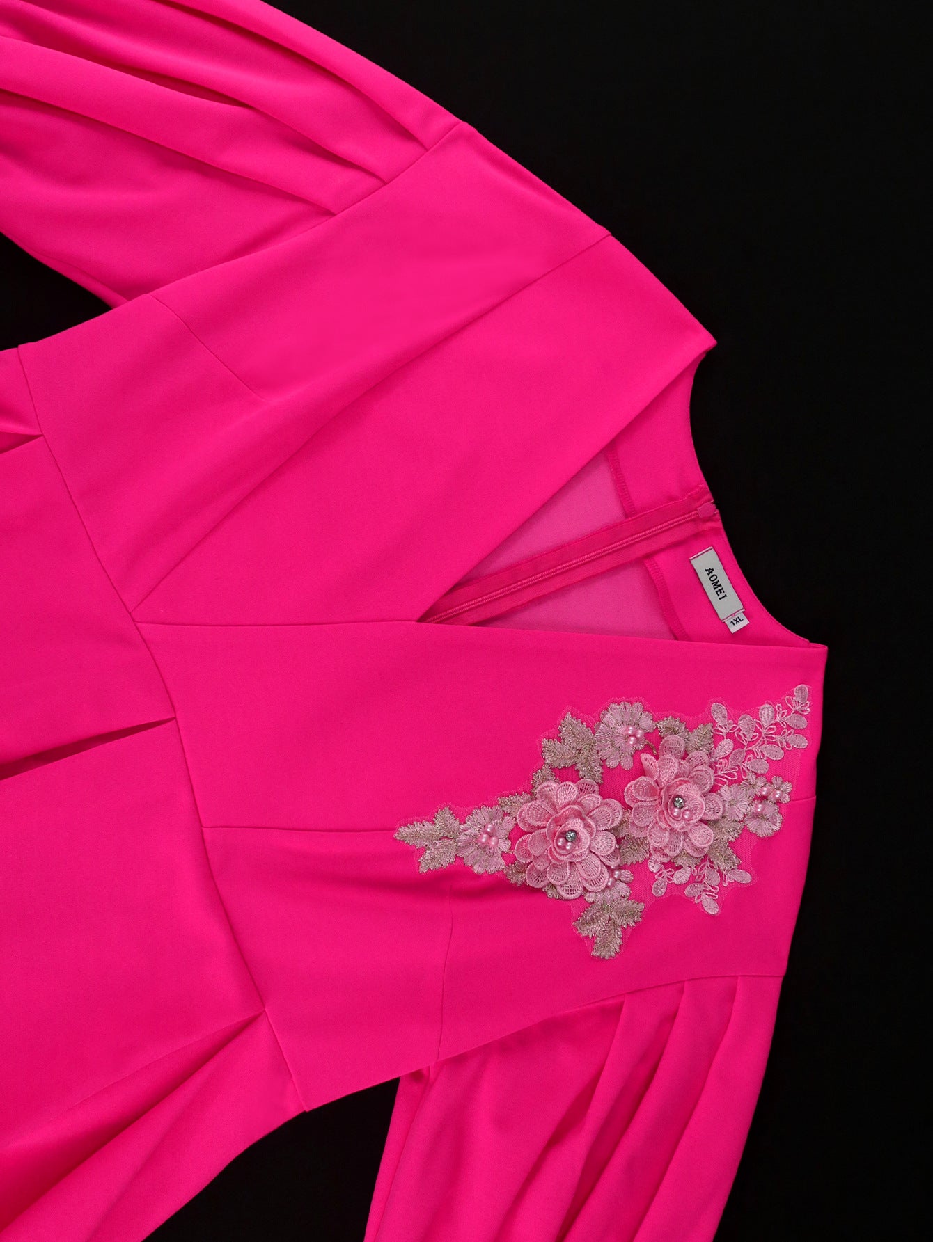 Women V-neck Lantern Sleeve Embroidered Dress 8