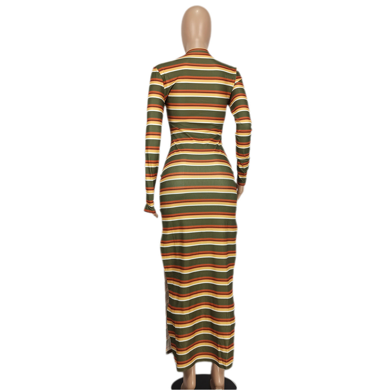 Women's Sexy Slit Ribbed Striped Dress 10
