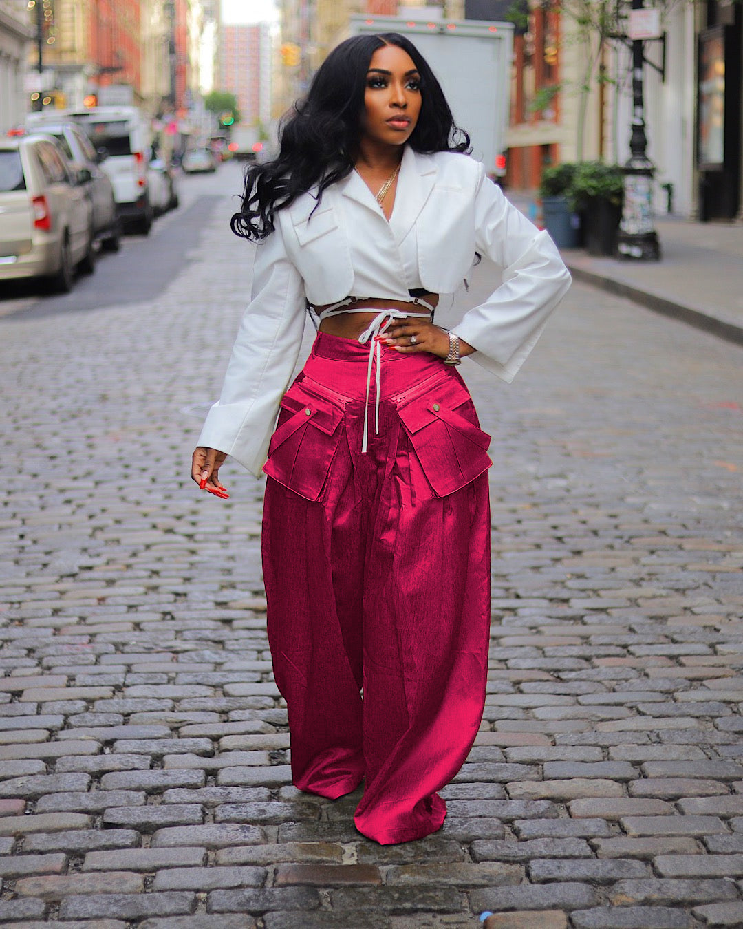 Women Casual Detachable Pocket Wide Leg Pants 4