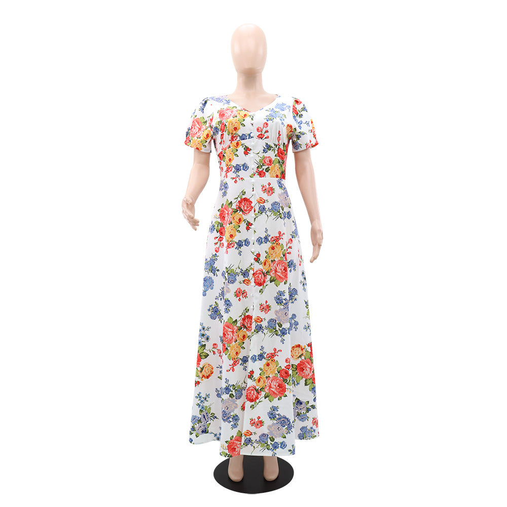 Women Printed Holidays Casual Short Sleeve Dress 7