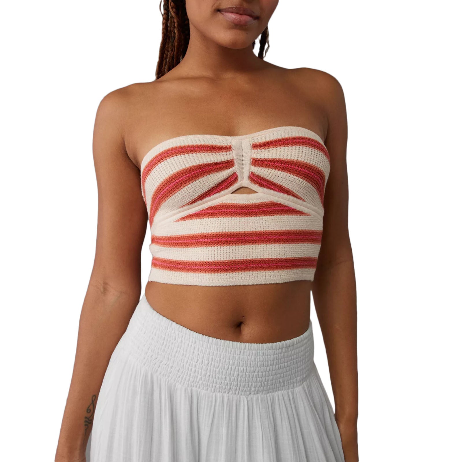 Spring Summer Women's Striped Sexy Hollow Strapless Knitting Vest 3