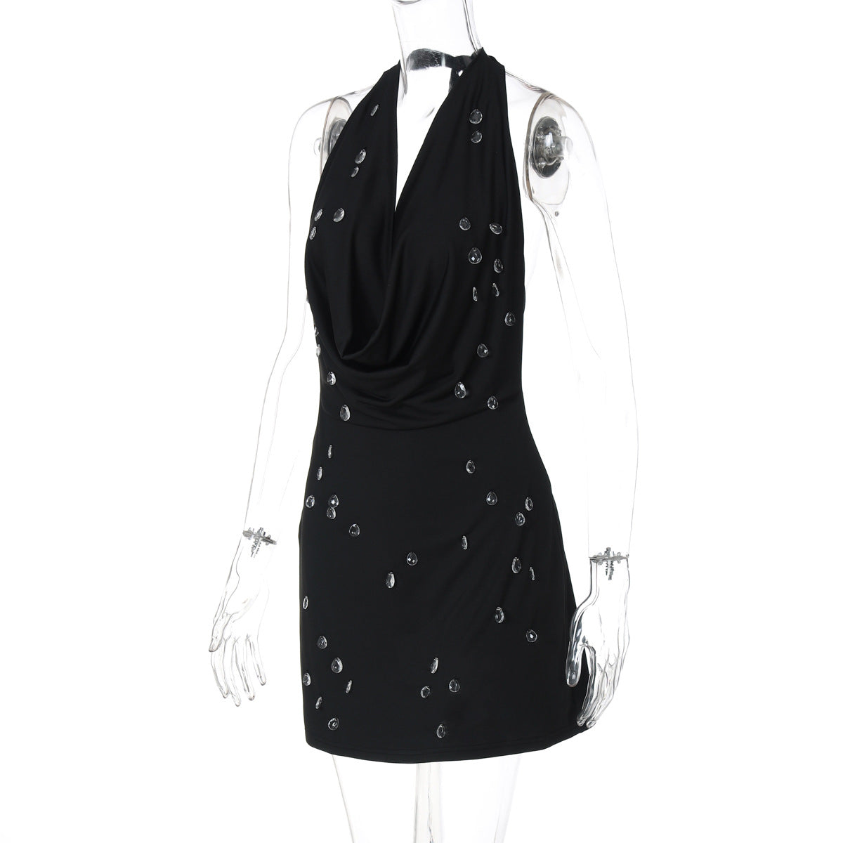 Women's Summer Fashion Beaded Sexy Low-Back Sleeveless Bodycon Dress 11