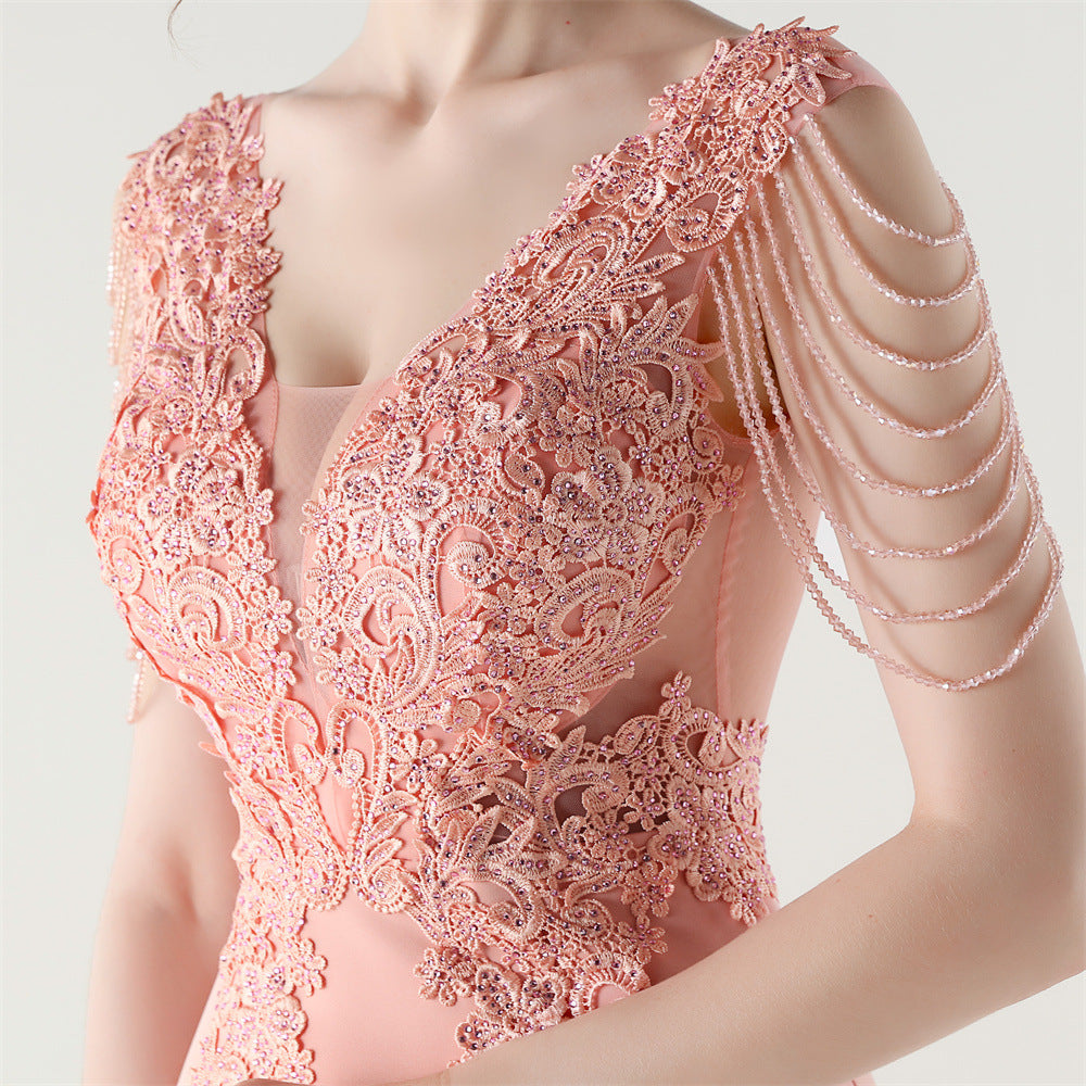 Women lace Beaded Lace-Up Formal Party evening dress 20