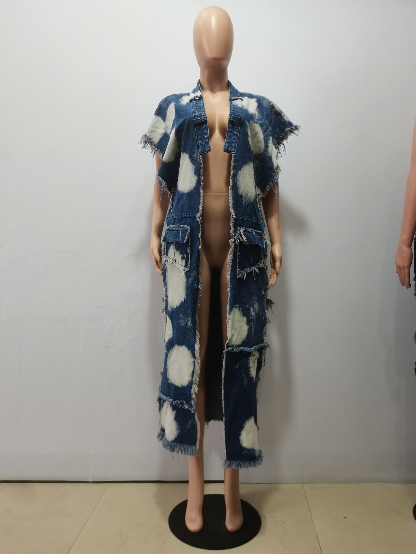 Autumn And Winter Fashion Washed Patchwork Chain Denim Jacket For Women 9