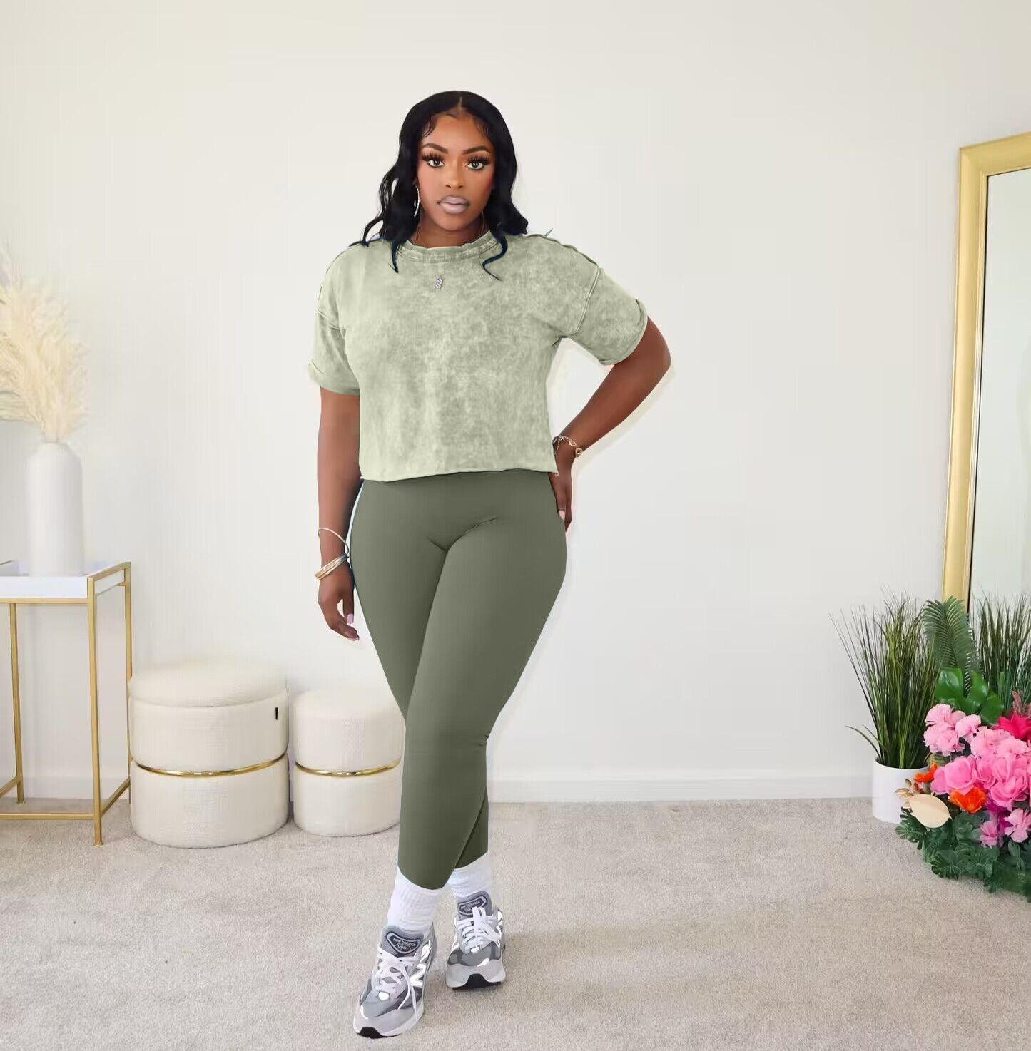 Fashion Ladies Print Casual Suit Sport Two-Piece Set 4