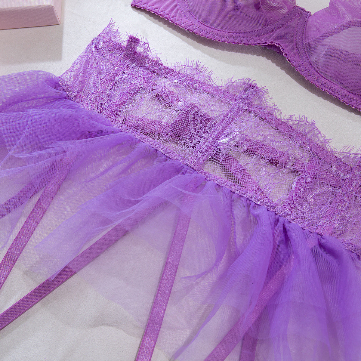 Women tutu see-through black tulle Sexy lingerie set 29