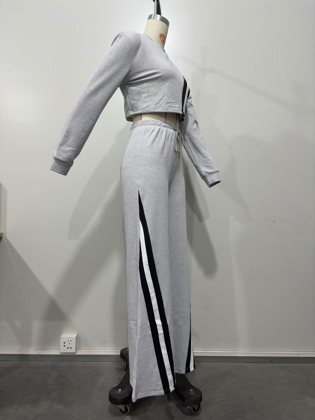 Autumn And Winter Women's Casual Sports Patchwork Loose Straight Wide-Leg Pants 11