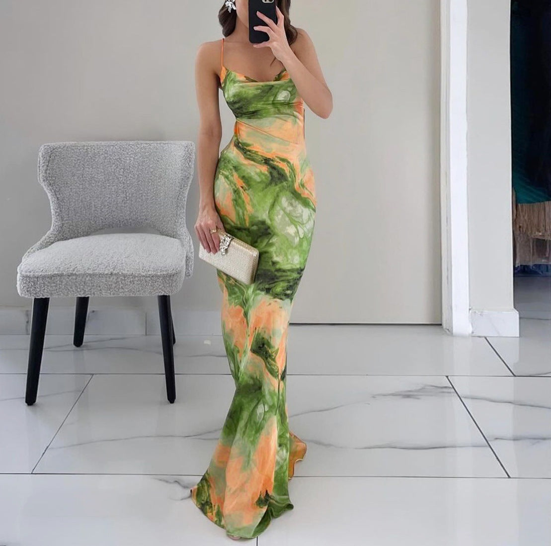 Women's Summer fashion Chic Printed sexy slim dress