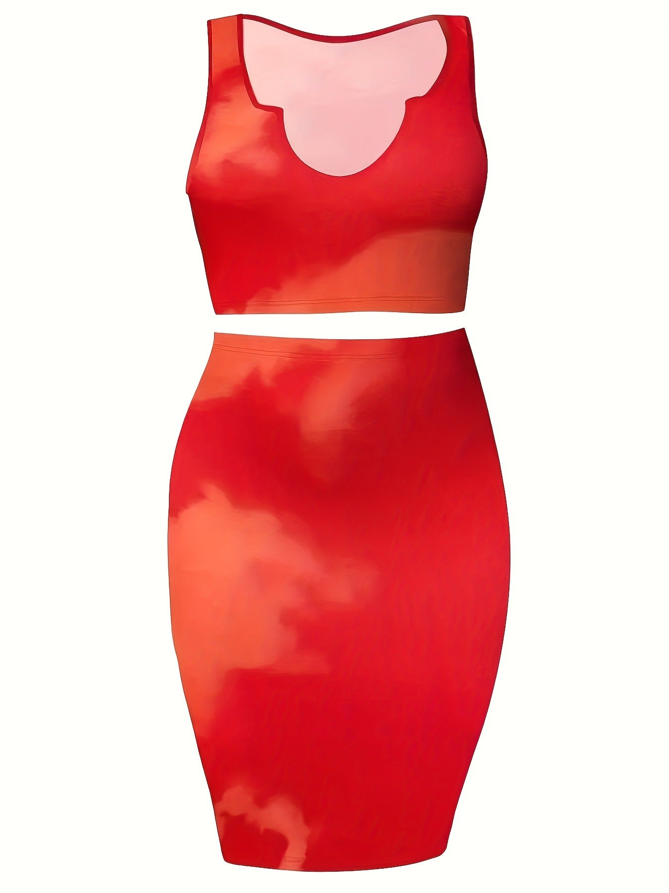 Women Summer Printed Tank Top and Skirt Two-Piece Set 4