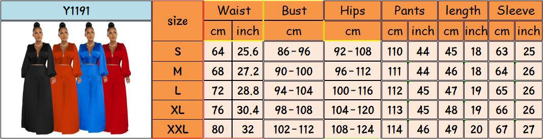 Women sexy pleated v-neck top and wide-leg pants two-piece set 9