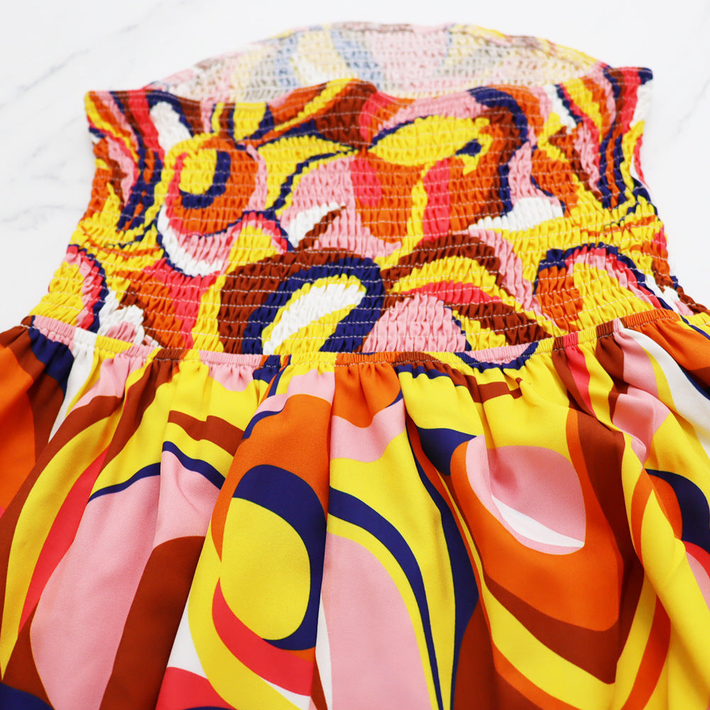 Casual Printed Low Back Strapless Loose Summer High Waist Women's Jumpsuit 14