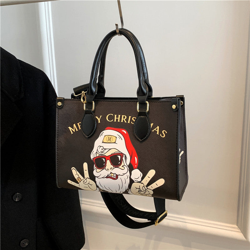 Santa Claus Print Tote Bag Women's Trendy Handbag Shoulder Bag