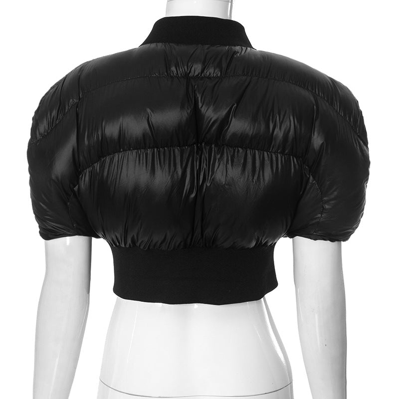Women's Autumn Short Sleeve Slim Waist Cotton Padded Jacket 6