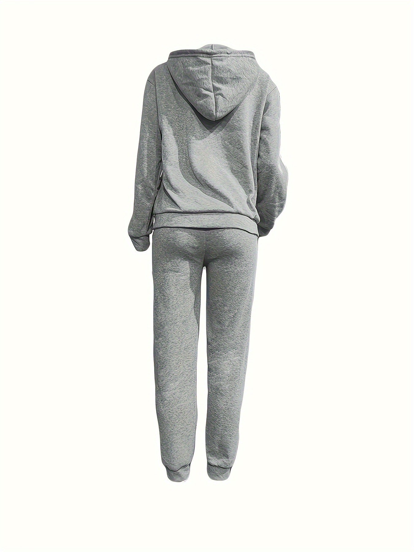Women's Two-Piece Casual Printed Fleece Hoodie Pants Set 22