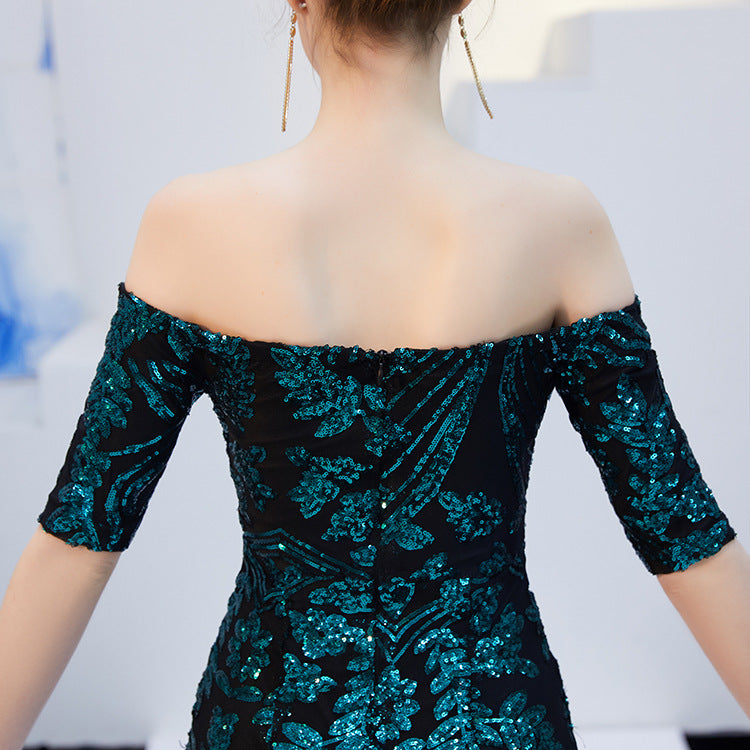 Elegant Spring Off-Shoulder Fishtail Long Party Dress for Women 12