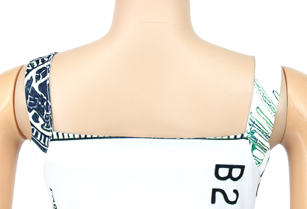 Women Printed Suspender Sexy Maxi Dress 21