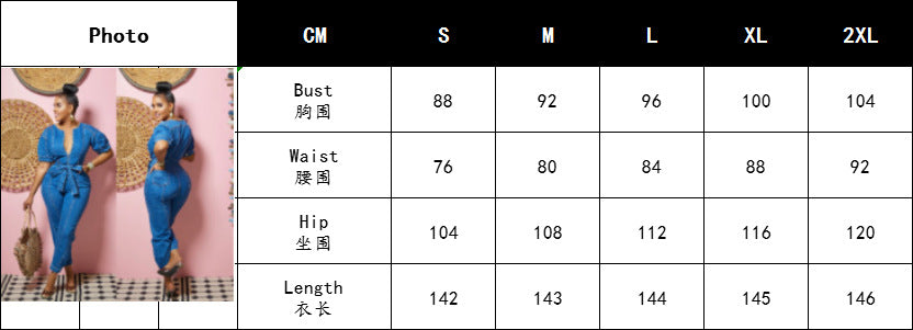 Women Washed Blue Chic Denim Jumpsuit 8