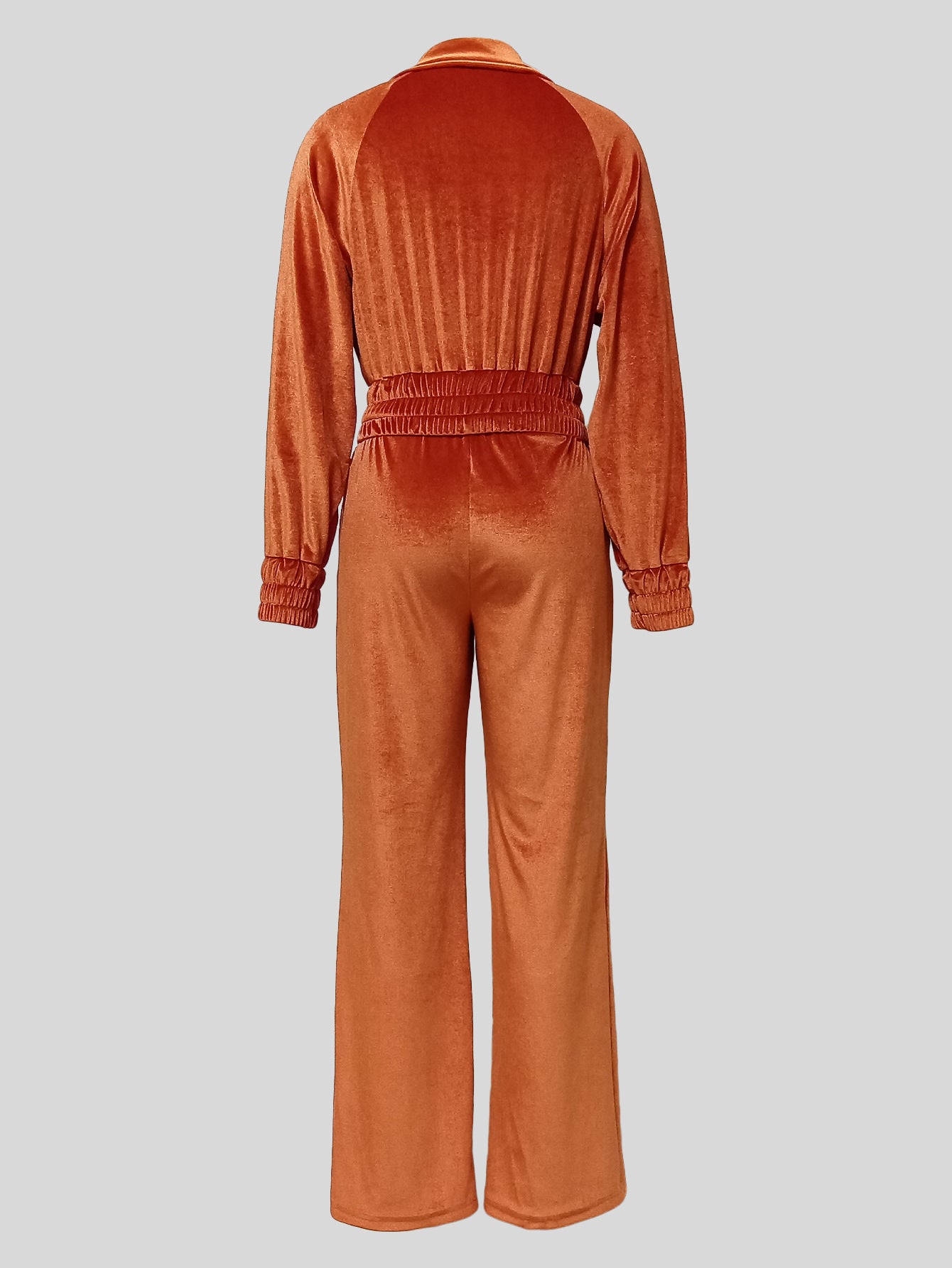 Women Casual Velvet Long Sleeve Zipper Jacket Pants Sports Two-piece Set 6