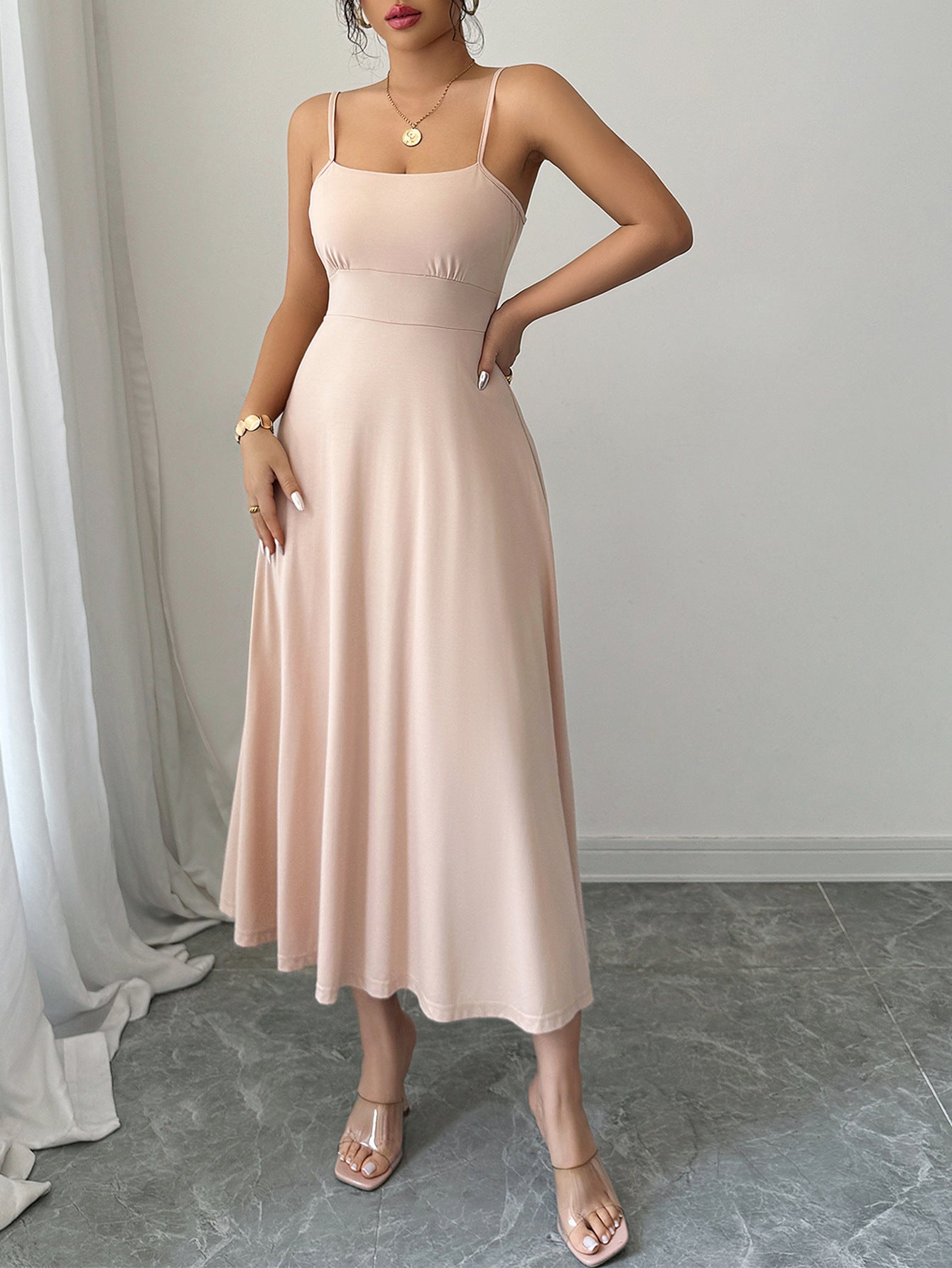 Spring/Summer Chic Elegant Strap Slim Waist Long Dress