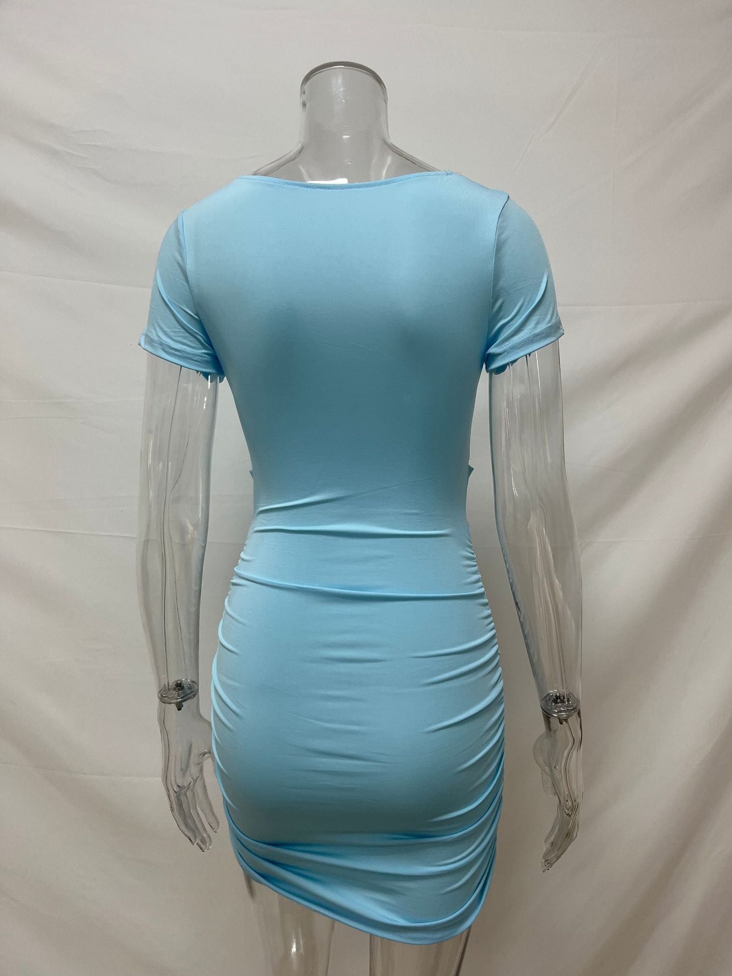 Women Summer Sexy V-Neck Short Sleeve Bodycon Dress 36