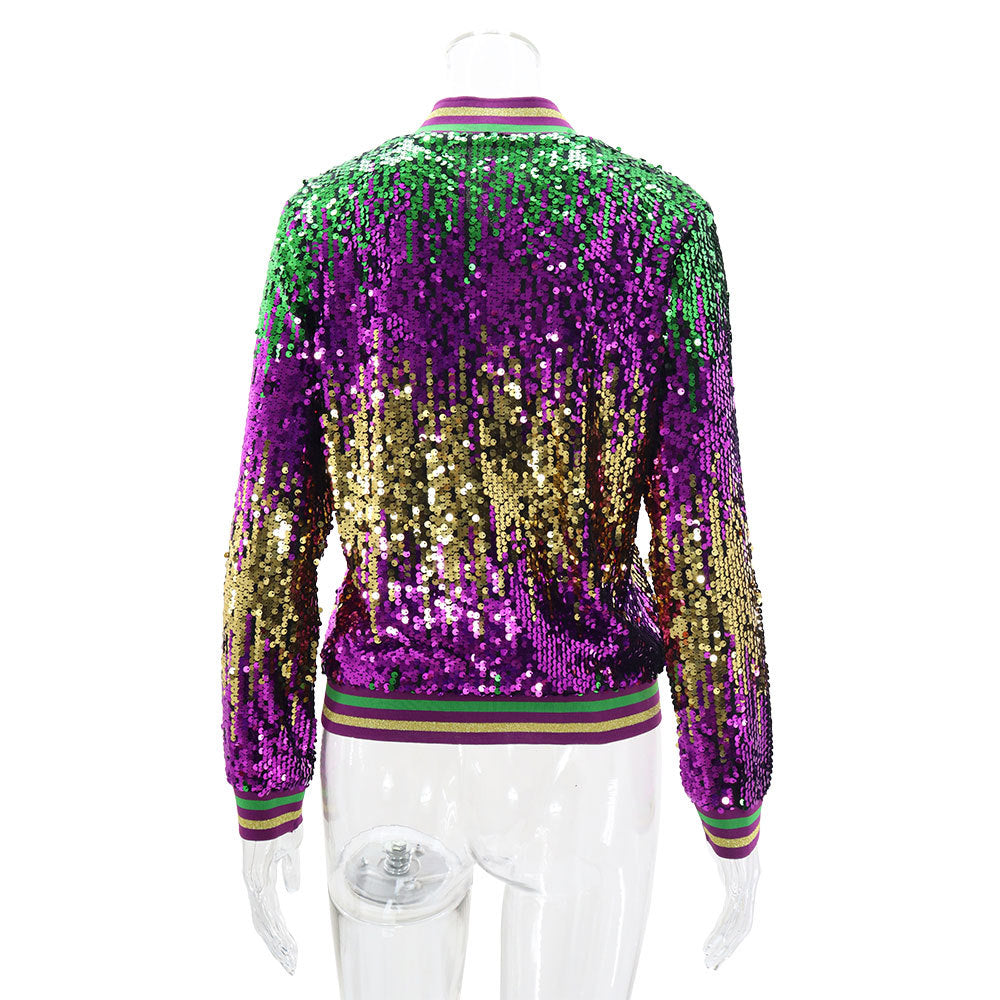 Spring Autumn Women's Long Sleeve Sequined Jacket 16