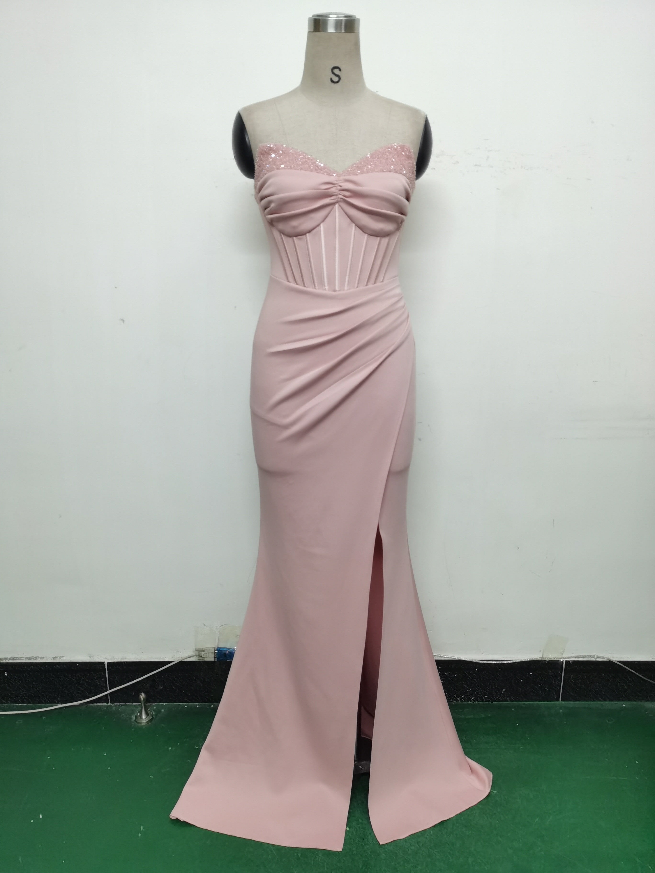 Women Fishbone Vest Beaded Evening Dress 18