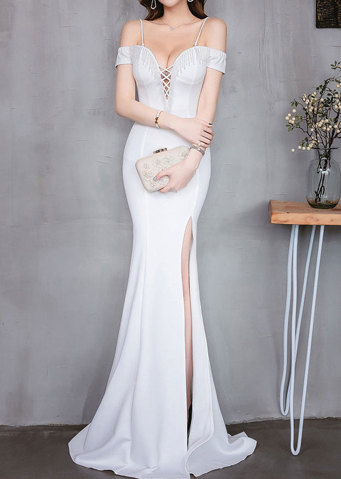 Long length body-fitting bridesmaid evening dress evening party Formal Party host performance annual meeting dress